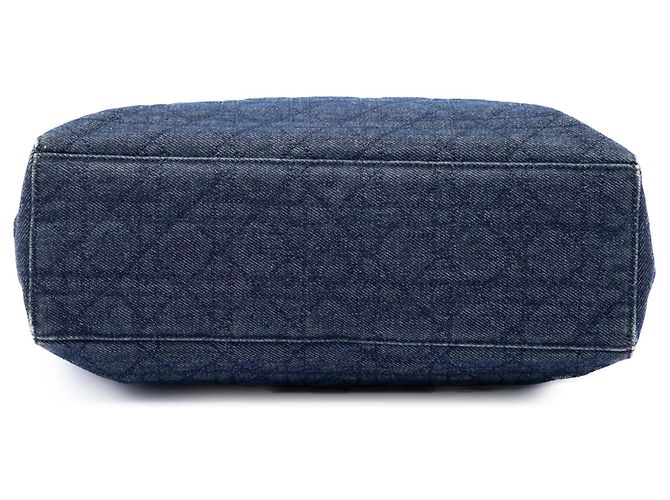 Dior Blue Large Denim Cannage Lady Dior Blu navy - vista 3