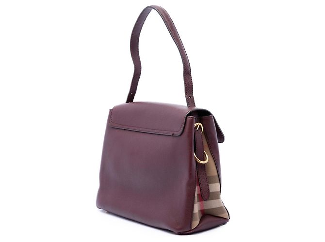 Borsa Camberley in pelle Burberry Red Medium House Check con profili Rosso Bordò - vista 2