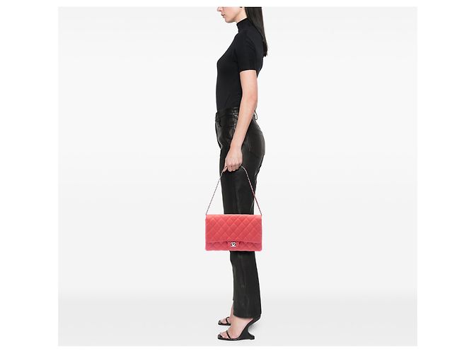 Clutch Chanel Pink Quilted Caviar Flap con Catena Rosa - vista 6