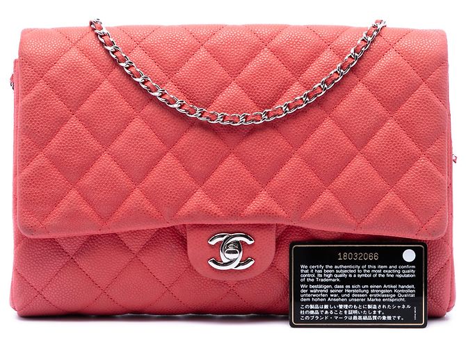 Clutch Chanel Pink Quilted Caviar Flap con Catena Rosa - vista 7