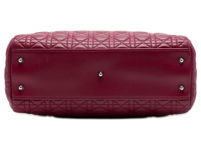Borsa Tote Dior Red Large in agnello Cannage Lady Dior Soft Rosso Bordò - vista 3