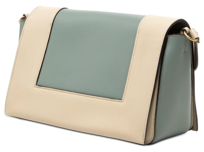 Céline Borsa a tracolla con struttura in pelle di vitello liscia lucida blu Medium di Celine Blu chiaro - vista 2