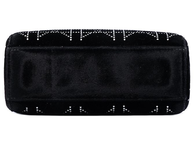 Dior Mini Nero Satin Cannage Decorato con Cristalli Lady Dior - vista 3