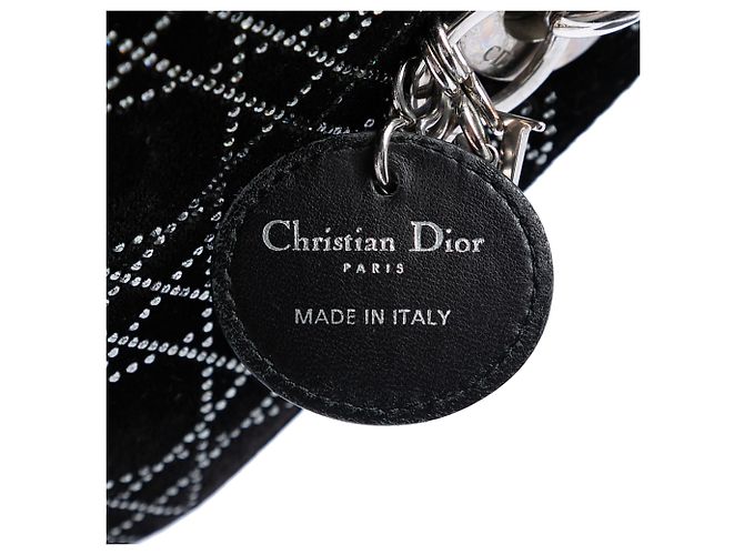 Dior Mini Nero Satin Cannage Decorato con Cristalli Lady Dior - vista 5