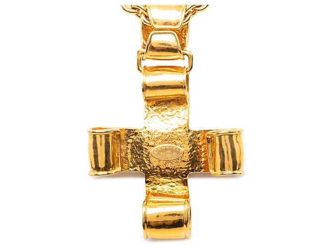 Collana con pendente Chanel Gold CC a nastro placcato oro D'oro - vista 3