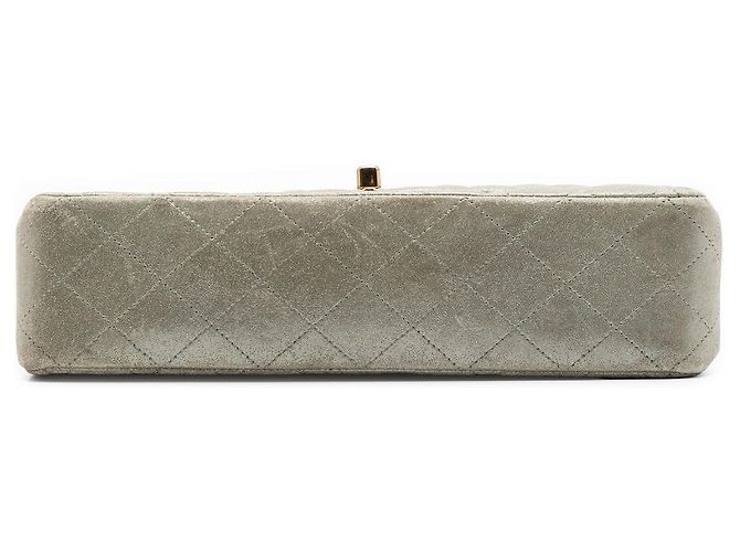 Chanel Argentata Medium Classic Iridescent Lambskin Double Flap Argento - vista 3