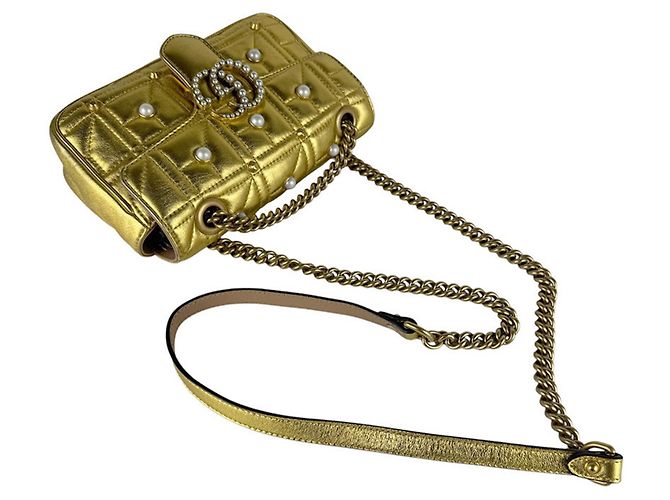 Borsa a Spalla Gucci GG Marmont D'oro - vista 10