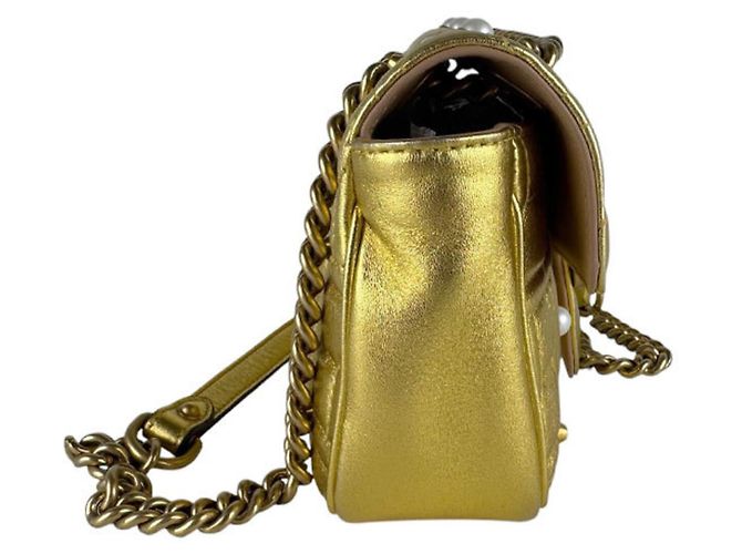 Borsa a Spalla Gucci GG Marmont D'oro - vista 2