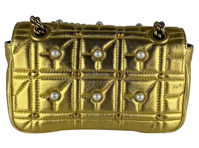 Borsa a Spalla Gucci GG Marmont D'oro - vista 3