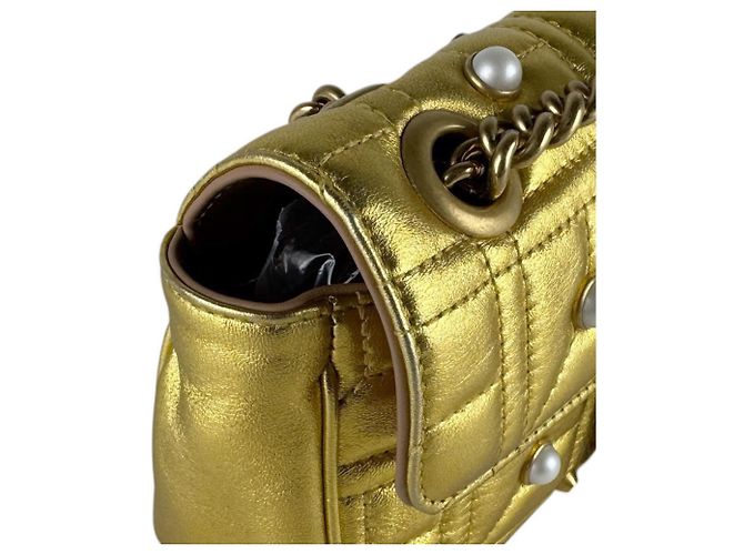 Borsa a Spalla Gucci GG Marmont D'oro - vista 6