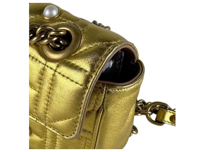 Borsa a Spalla Gucci GG Marmont D'oro - vista 7