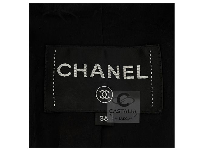 Chanel Tweed-Jacke Shimmering Geometry Schwarz Weiß Bordeaux - Ansicht 9