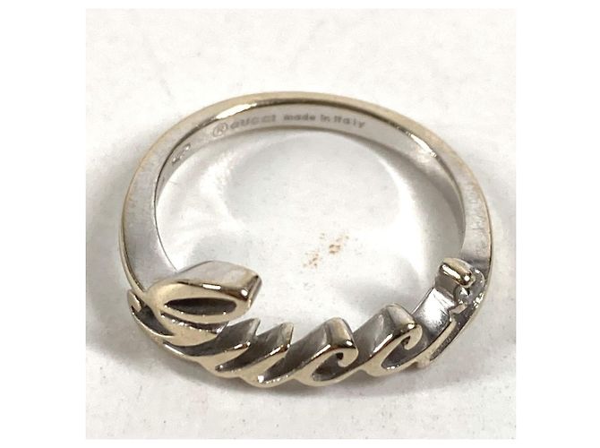 Gucci 18K Gold Logo Diamant Ring Silber - Ansicht 2