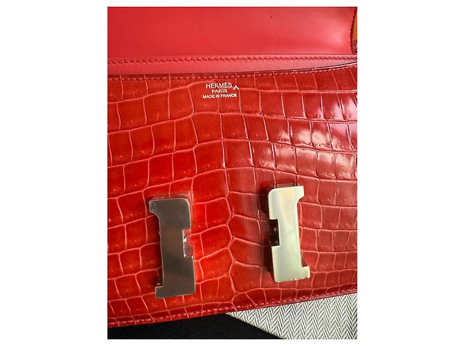 Borsa Hermès Constance Elan 24 in pelle di coccodrillo rosso - vista 8