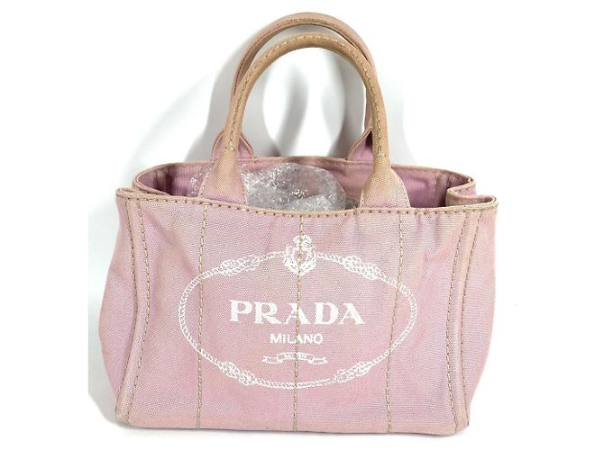Mini borsa tote Prada Canapa Logo Rosa - vista 11