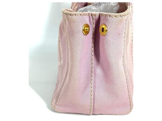 Mini borsa tote Prada Canapa Logo Rosa - vista 14
