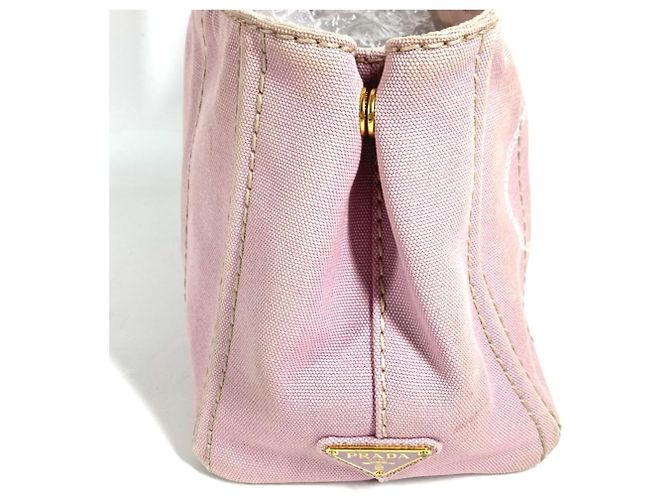 Mini borsa tote Prada Canapa Logo Rosa - vista 15