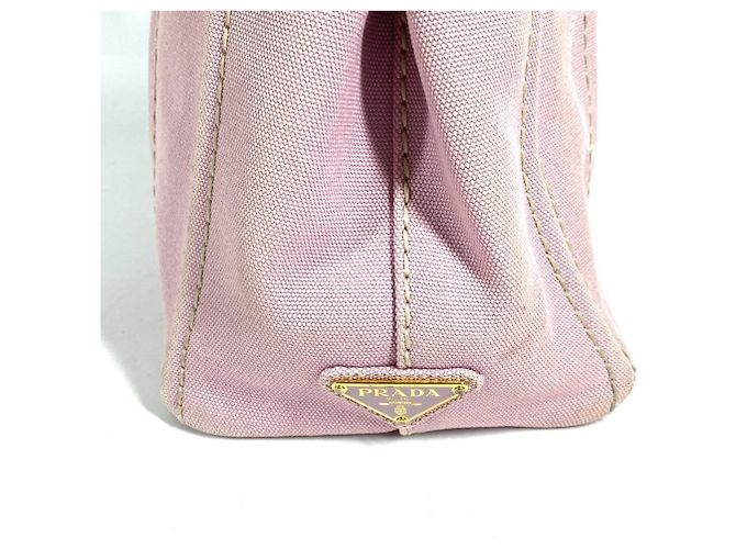 Mini borsa tote Prada Canapa Logo Rosa - vista 16