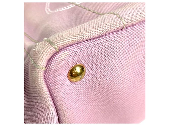 Mini borsa tote Prada Canapa Logo Rosa - vista 17
