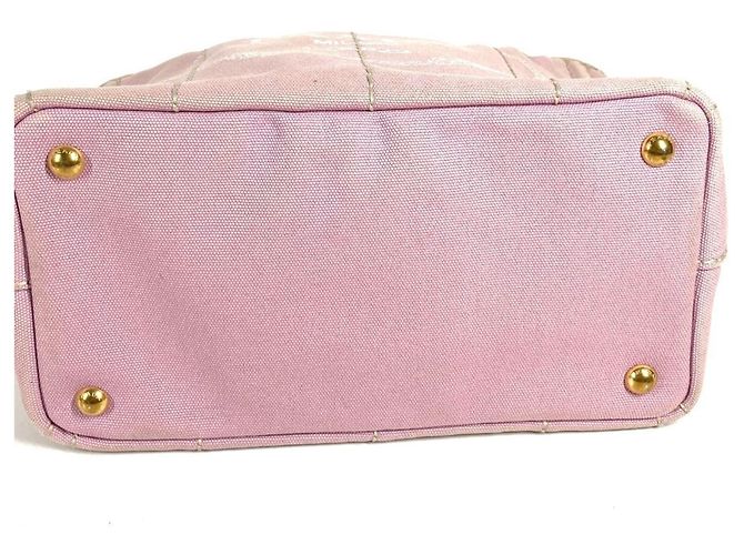 Mini borsa tote Prada Canapa Logo Rosa - vista 2