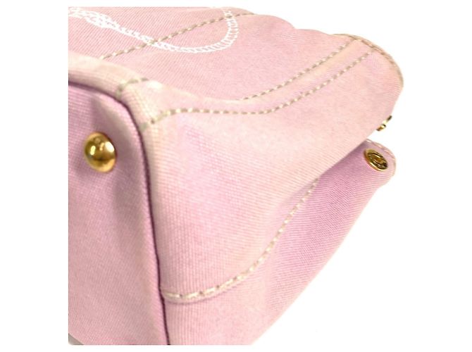 Mini borsa tote Prada Canapa Logo Rosa - vista 3