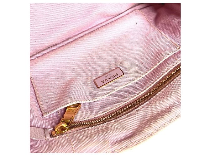 Mini borsa tote Prada Canapa Logo Rosa - vista 6