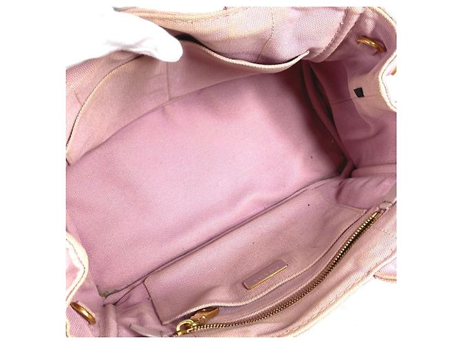 Mini borsa tote Prada Canapa Logo Rosa - vista 7