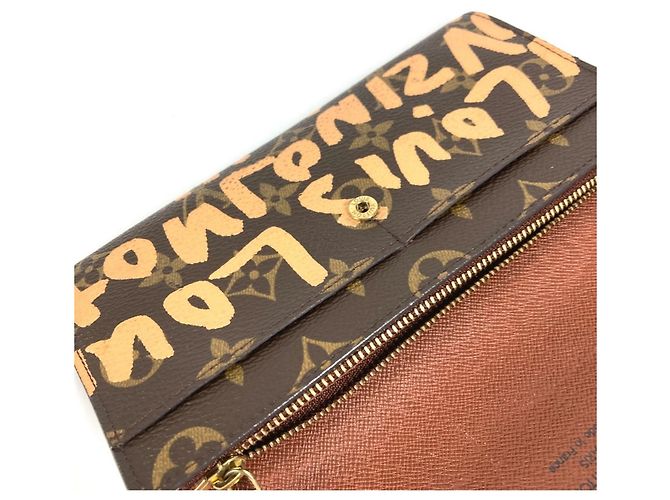 Louis Vuitton Monogram Graffiti Long Wallet Braun Orange - Ansicht 13