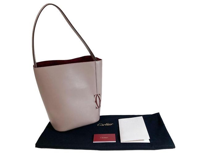 Borsa a tracolla a secchiello Cartier Must C Grigio Bordò - vista 10