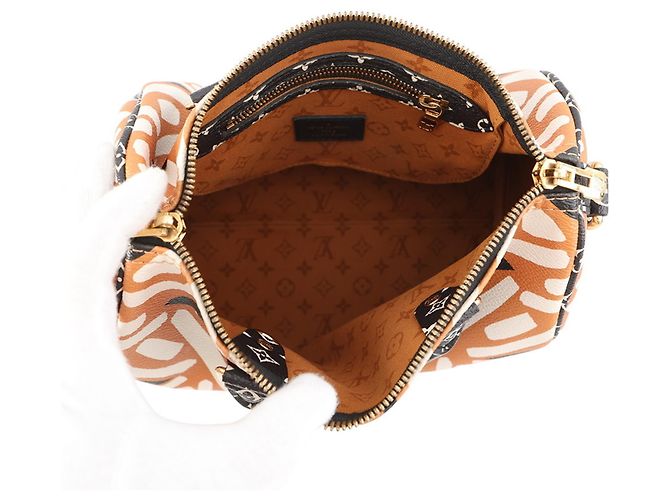 Borsa Louis Vuitton Monogram Giant LV Crafty Speedy Bandoulière 25 Nero Arancione Monogramma - vista 6