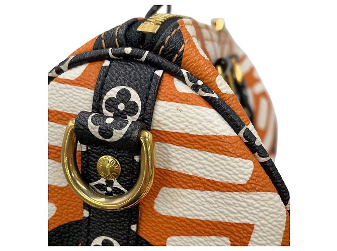 Borsa Louis Vuitton Monogram Giant LV Crafty Speedy Bandoulière 25 Nero Arancione Monogramma - vista 9