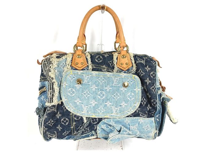 Louis Vuitton Monogram Denim Patchwork Speedy 30 Mini Boston Bag Blau - Ansicht 2