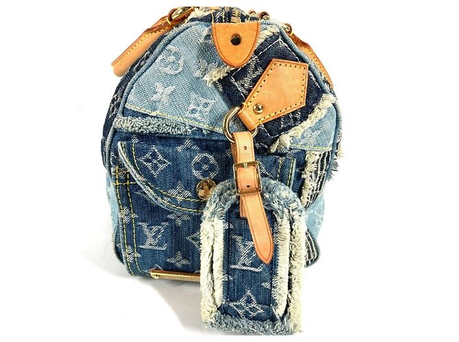 Louis Vuitton Monogram Denim Patchwork Speedy 30 Mini Boston Bag Blau - Ansicht 4