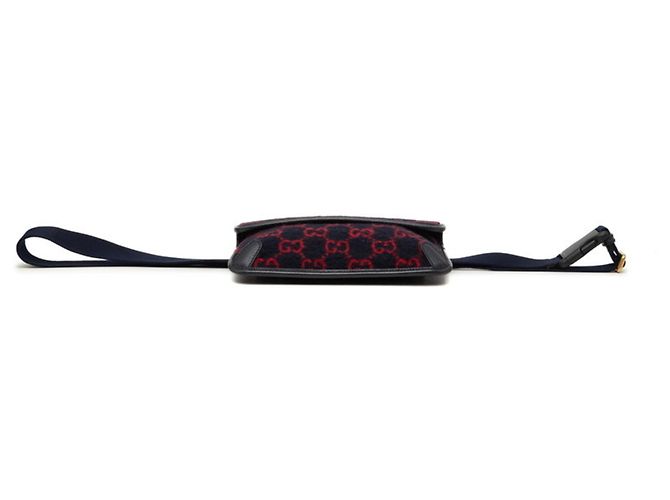 Marsupio in lana GG Gucci Rosso Blu navy - vista 3