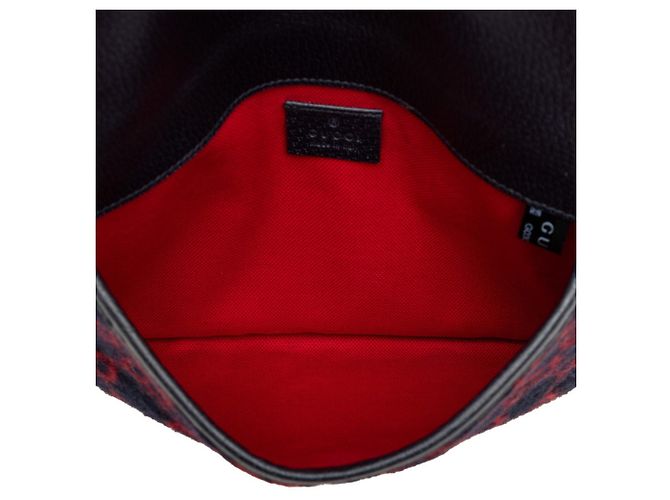 Marsupio in lana GG Gucci Rosso Blu navy - vista 4