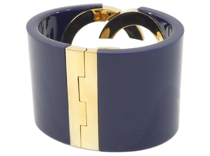 Gucci Interlocking Armreif Golden Marineblau - Ansicht 2