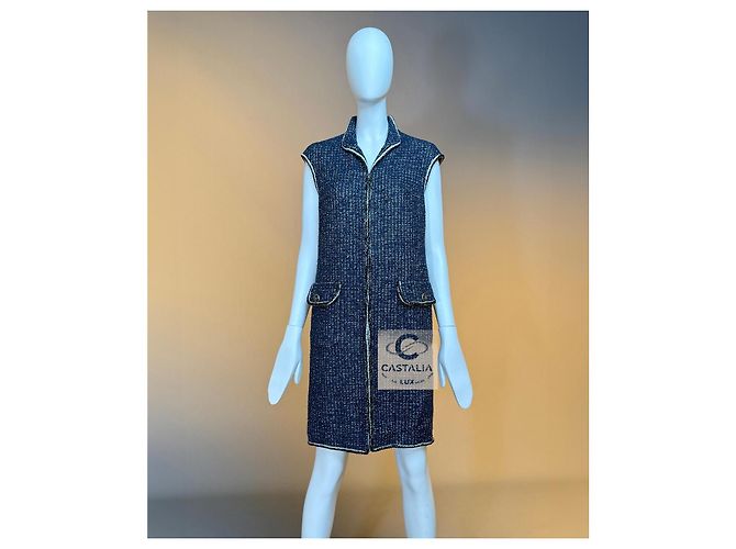 Chanel Chaleco de Tweed Azul Marino - vista 2