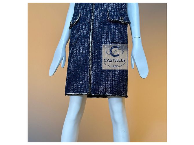 Chanel Chaleco de Tweed Azul Marino - vista 4