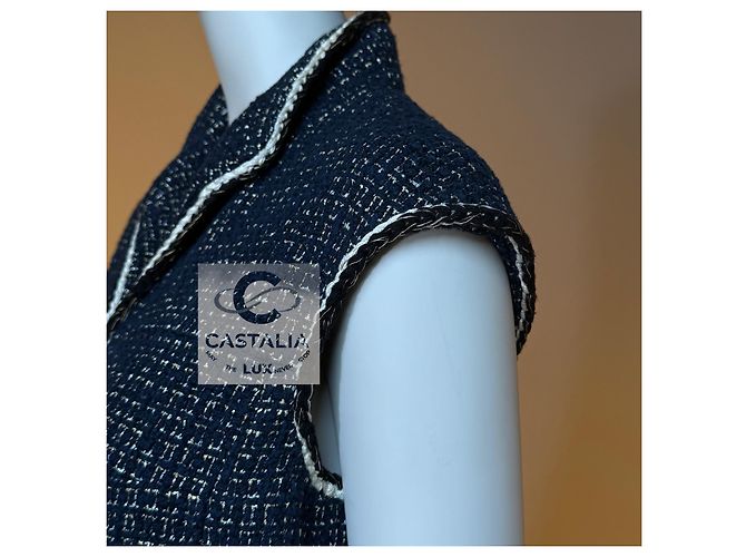 Chanel Chaleco de Tweed Azul Marino - vista 5