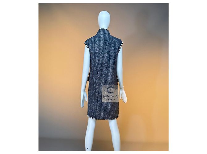 Chanel Chaleco de Tweed Azul Marino - vista 6