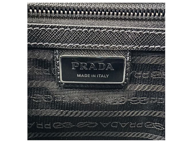 Borsa a tracolla Prada Re-Nylon con placca logo Triangle in pelle Saffiano Nero - vista 13