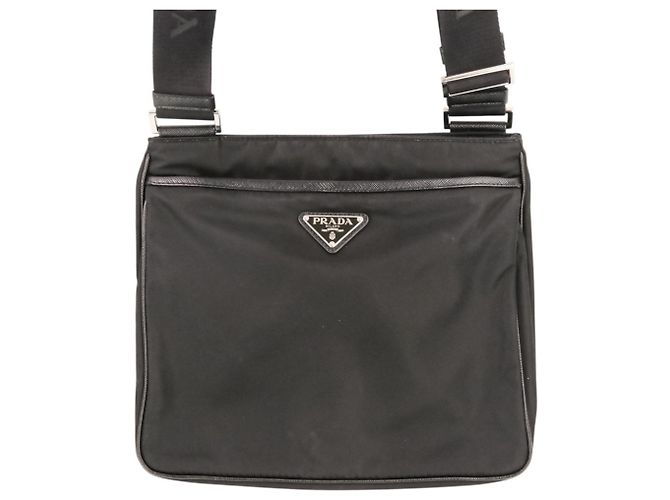Borsa a tracolla Prada Re-Nylon con placca logo Triangle in pelle Saffiano Nero - vista 2
