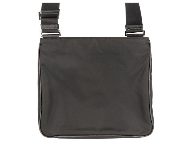 Borsa a tracolla Prada Re-Nylon con placca logo Triangle in pelle Saffiano Nero - vista 3
