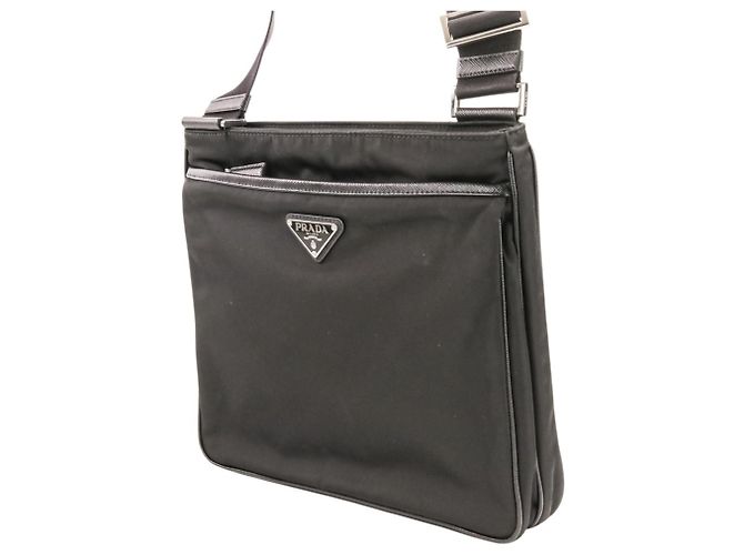 Borsa a tracolla Prada Re-Nylon con placca logo Triangle in pelle Saffiano Nero - vista 7