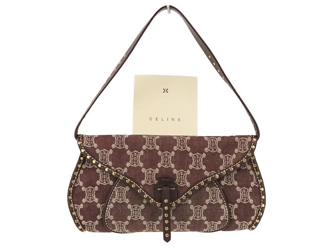 Céline Borsa a tracolla Celine Paris Macadam Canvas Marrone Bordò - vista 13