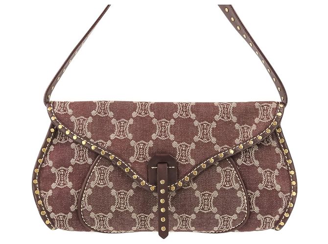 Céline Borsa a tracolla Celine Paris Macadam Canvas Marrone Bordò - vista 2