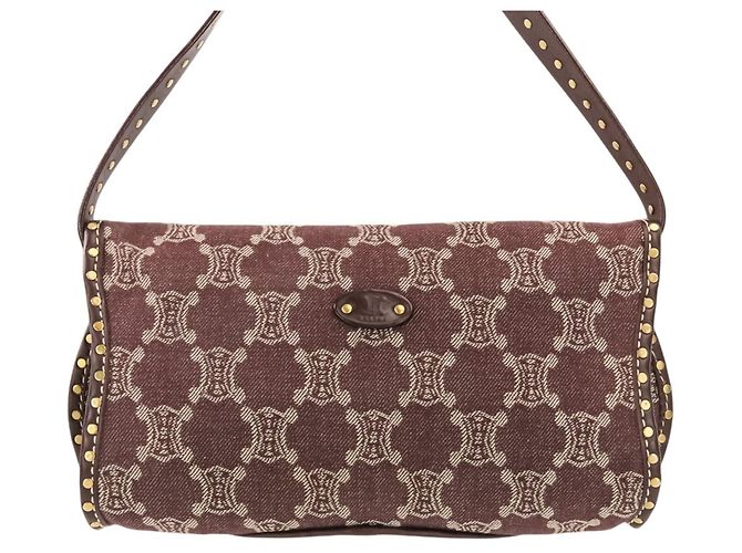 Céline Borsa a tracolla Celine Paris Macadam Canvas Marrone Bordò - vista 3