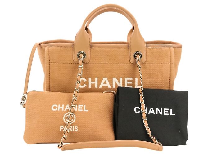 Borsa Tote CHANEL Deauville MM Beige - vista 15