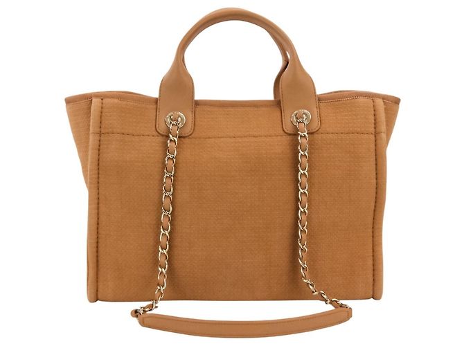 Borsa Tote CHANEL Deauville MM Beige - vista 4