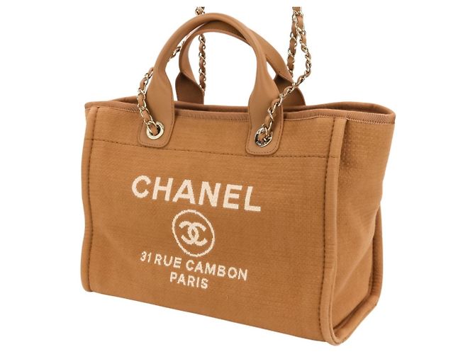 Borsa Tote CHANEL Deauville MM Beige - vista 7